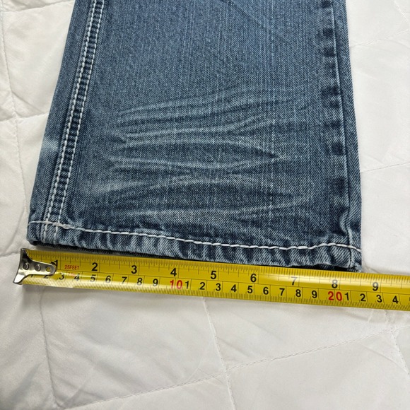 CJ Black Bootcut Jeans Men's 30x30 Blue Denim Red Stitch Distressed - Picture 12 of 12